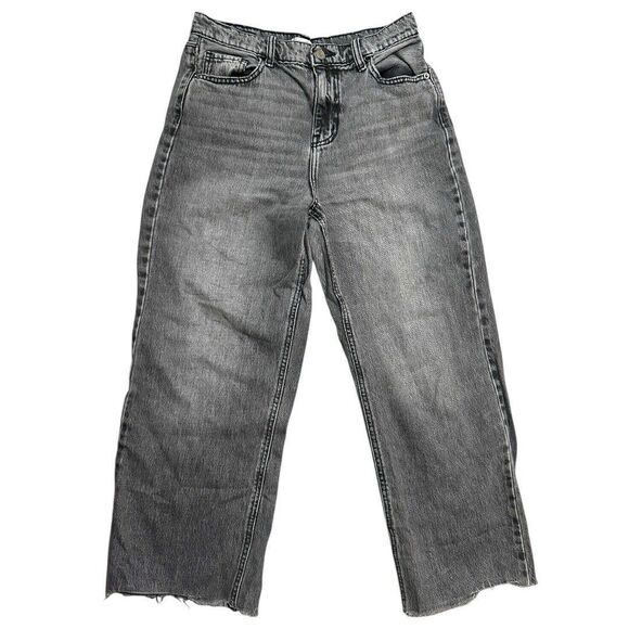 Wide Straight Leg Jeans Size 5 100% Cotton Grunge Rocker Y2K Style Women's Denim - Picture 1 of 3